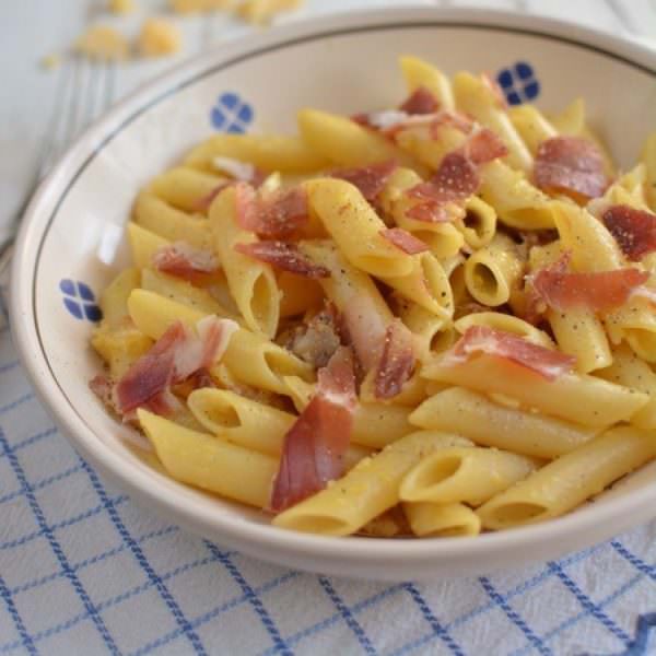 Penne Carbonara With Pata Negra and Dzuigas Cheese